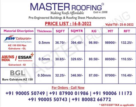 metal roofing sheets price list|15 feet roofing sheet price.